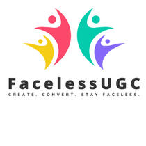 FacelessUGC logo with colorful abstract human shapes representing creators